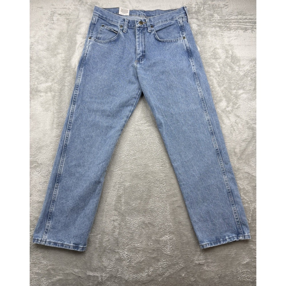 Wrangler Blues Men's 32x30 Relaxed Fit Blue Jeans Medium/Light Wash Outdoor Work